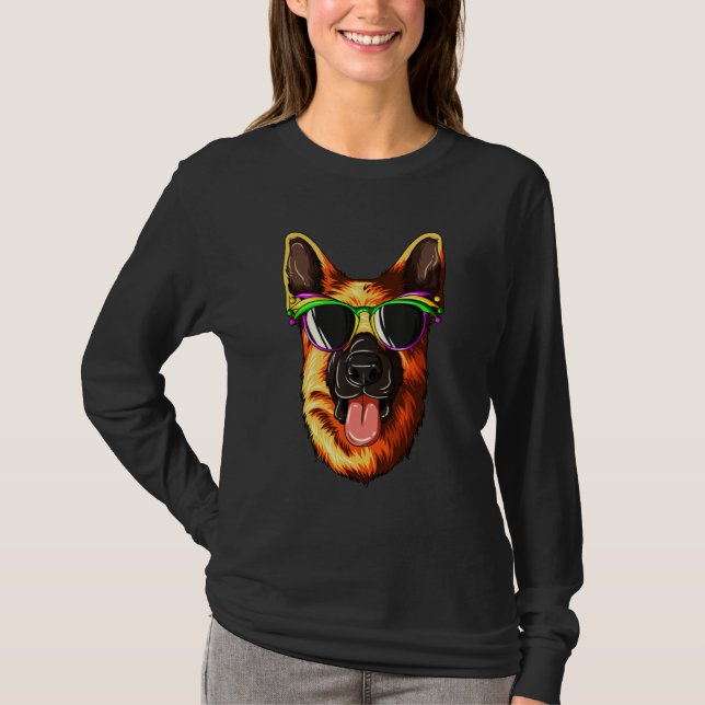 Mardi Gras Carnival Mask German Shepherd T Shirt (Framsida)