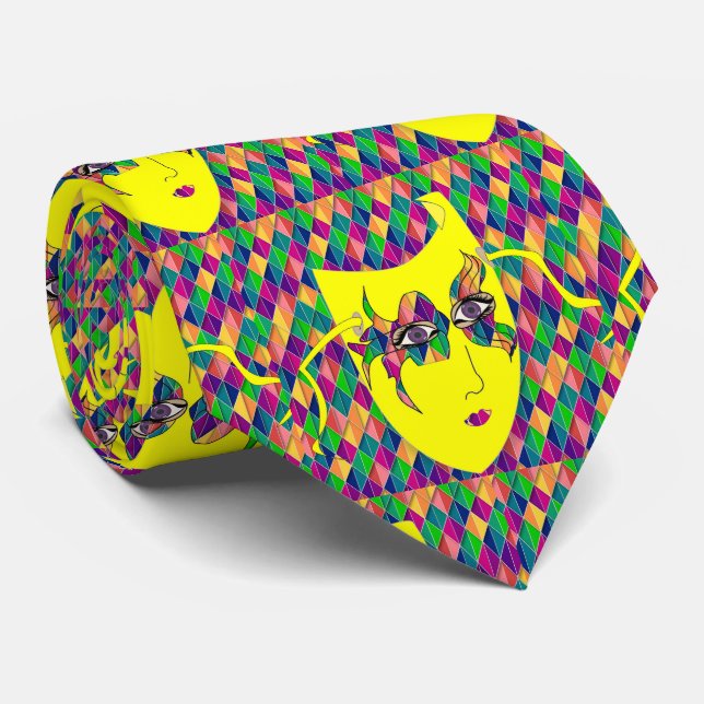 Mardi Gras Carnival Mask Multi Färg - bakgrund Slips (Rullad)