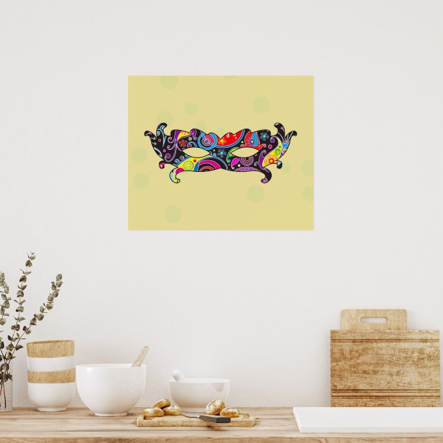 Mardi Gras, Carnival Mask, Parad Mask, Masquerad Poster (Kök)