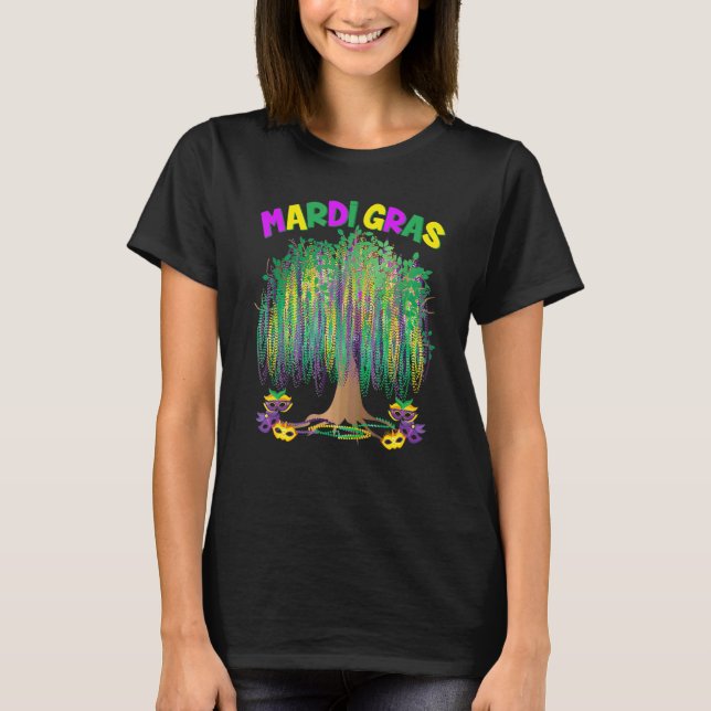 Mardi Gras Carnival Mexican Graphic Bead Träd Bour T Shirt (Framsida)