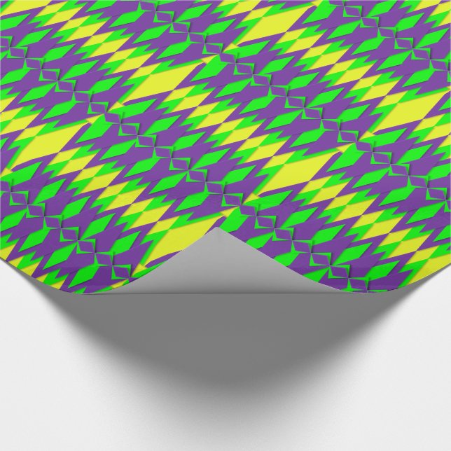Mardi Gras Carnival Neon Grönt Gult Lila Presentpapper (Hörn)