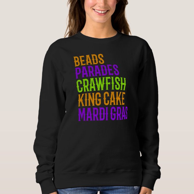 Mardi Gras Carnival Pärlor Parad Kräftor Cajun Fe T Shirt (Framsida)