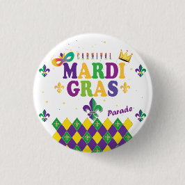 Mardi Gras Carnival Party Fleur de Lis mönster Knapp