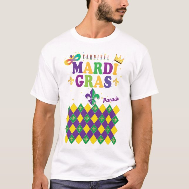 Mardi Gras Carnival Party Fleur de Lis Rhombus T Shirt (Framsida)