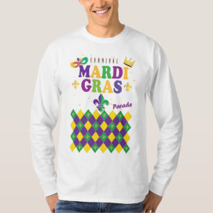 Mardi Gras Carnival Party Fleur de Lis Rhombus T Shirt