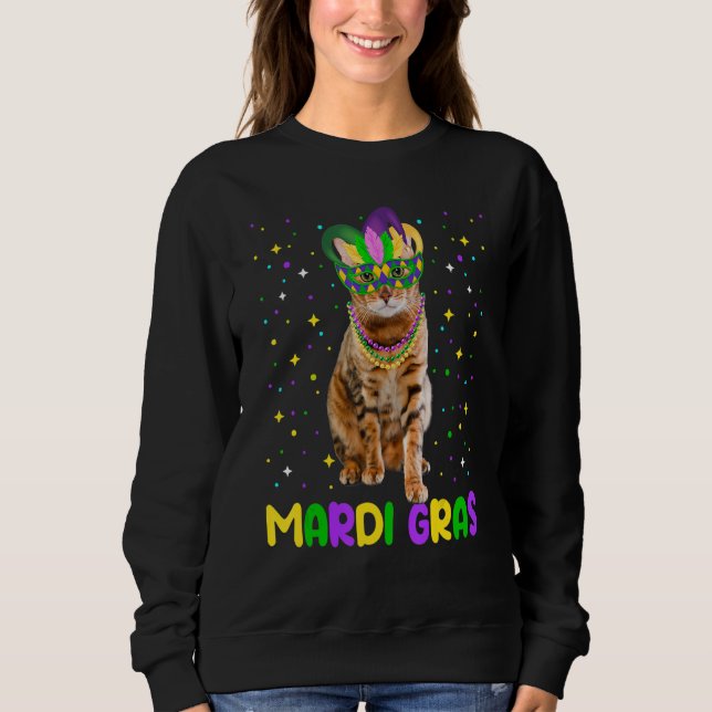 Mardi Gras Carnivales Cute Bengal Cat Funny Animal T Shirt (Framsida)
