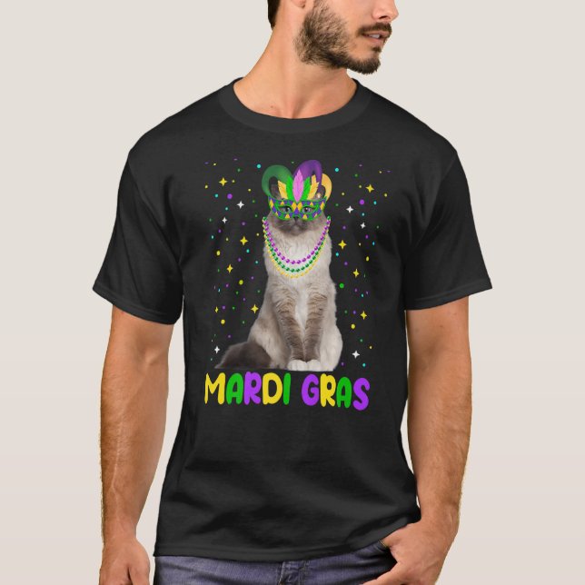 Mardi Gras Carnivales Cute Birman Cat Animals T Shirt (Framsida)
