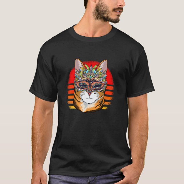 Mardi Gras cat Carnival Mask Cat T Shirt (Framsida)