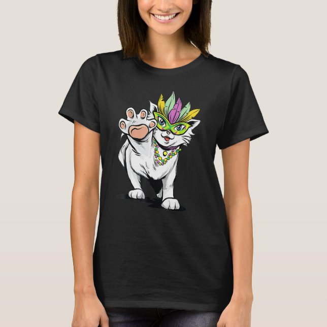 Mardi Gras Cat Costume Låt shenanigans börja med M T Shirt (Framsida)