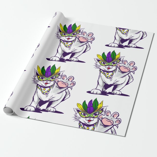 mardi gras cat funny kitten presentpapper (Utrullad)