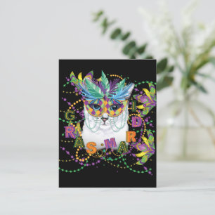 Mardi Gras Cat, Funny Mardi Gras Helg Vykort