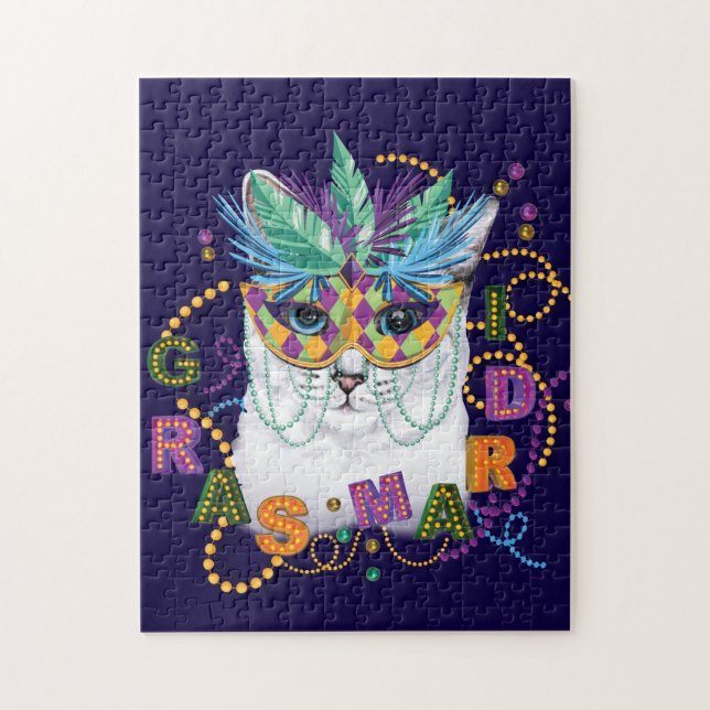 Mardi Gras Cat, Funny Mardi Gras Pussel (Vertikal)