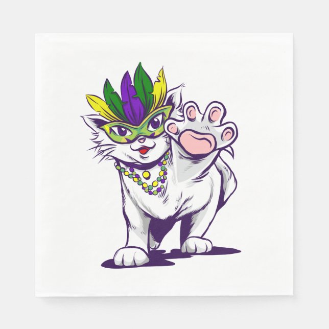 mardi gras cat lustig katt pappersservett (Framsidan)