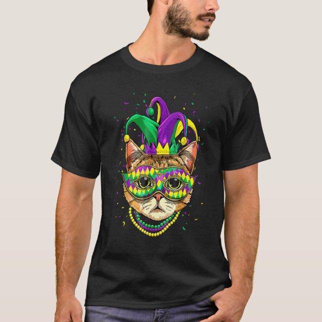 Mardi Gras Cat Mask Funny Carnival Parade Party Ca T Shirt (Framsida)