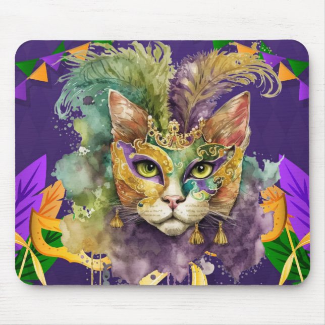 Mardi Gras Cat Mouse Pad Musmatta (Framsidan)