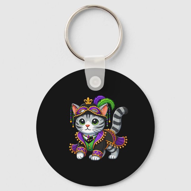 Mardi Gras Cat Nyckelring (Framsida)
