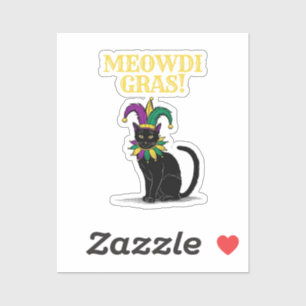 Mardi Gras Cat Sticker, Funny Meowdi Gras Pint Klistermärken