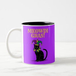 Mardi Gras Cat T-shirt, Funny Meowdi Gras Tee Två-Tonad Mugg