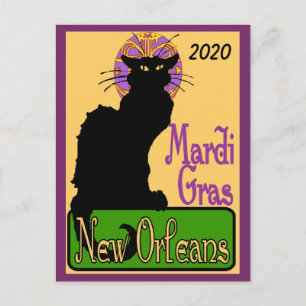 Mardi Gras Chatta Noir, lägg till text Vykort