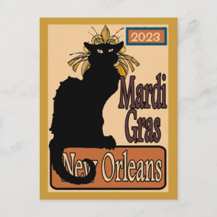 Mardi Gras Chatta Noir Postcard Vykort