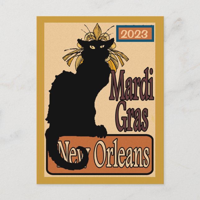 Mardi Gras Chatta Noir Postcard Vykort (Framsida)