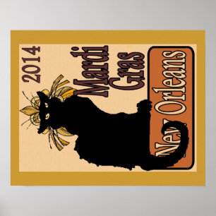 Mardi Gras Chatta Noir Poster