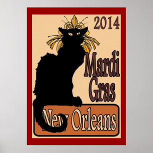 Mardi Gras Chatta Noir Poster