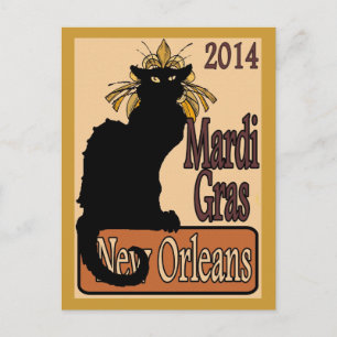 Mardi Gras Chatta Noir Vykort