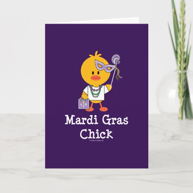 Mardi Gras Chick Greeting Card Kort (Framsida)