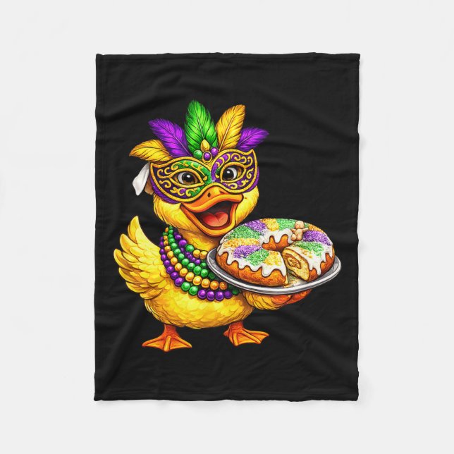 Mardi Gras Chick Gul Ankunge Ankunge Mask King Cak Fleecefilt (Framsidan)