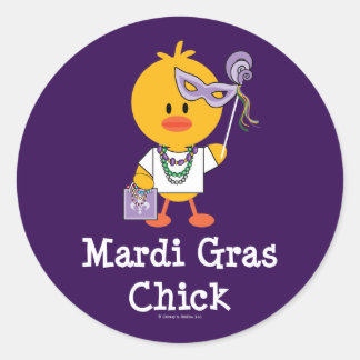 Mardi Gras Chick Stickers Runt Klistermärke
