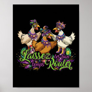 Mardi Gras Chicken Springa Chicken Chase Tjock tis Poster