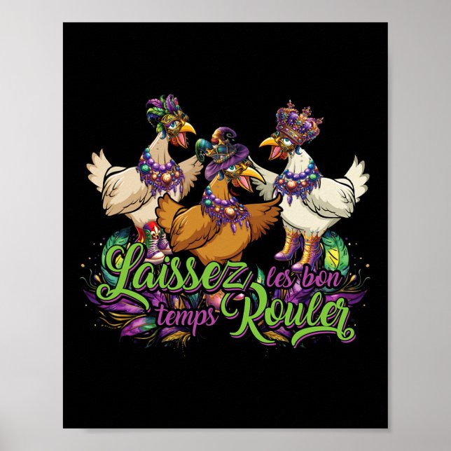 Mardi Gras Chicken Springa Chicken Chase Tjock tis Poster (Framsidan)