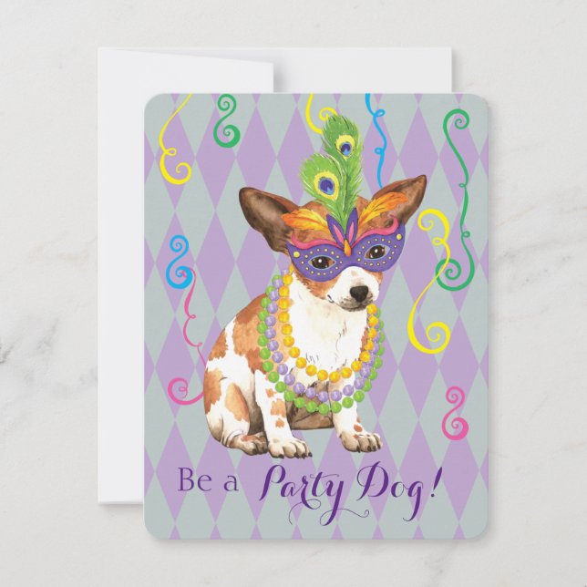 Mardi Gras Chihuahua Inbjudningar (Framsida)