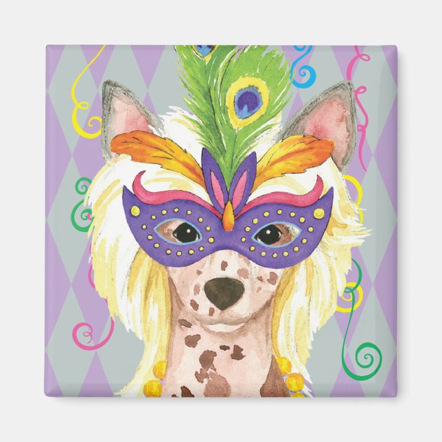 Mardi Gras Chinese Crested Magnet (Framsidan)