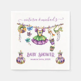 Mardi Gras Clothesline Girl Baby Shower Pappersservett