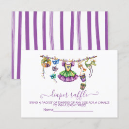 Mardi Gras clothesline Girl Diaper Raffle Card Inbjudningar