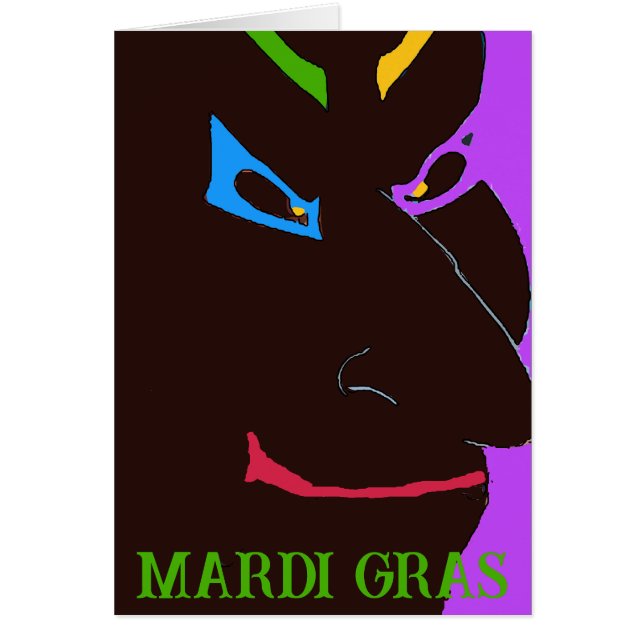 Mardi Gras Clown Ansikte, lägg till text, Hälsningskort (Framsidan)