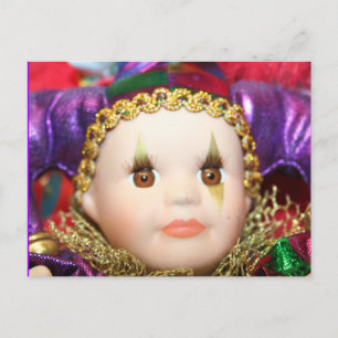 Mardi Gras clown doll Vykort