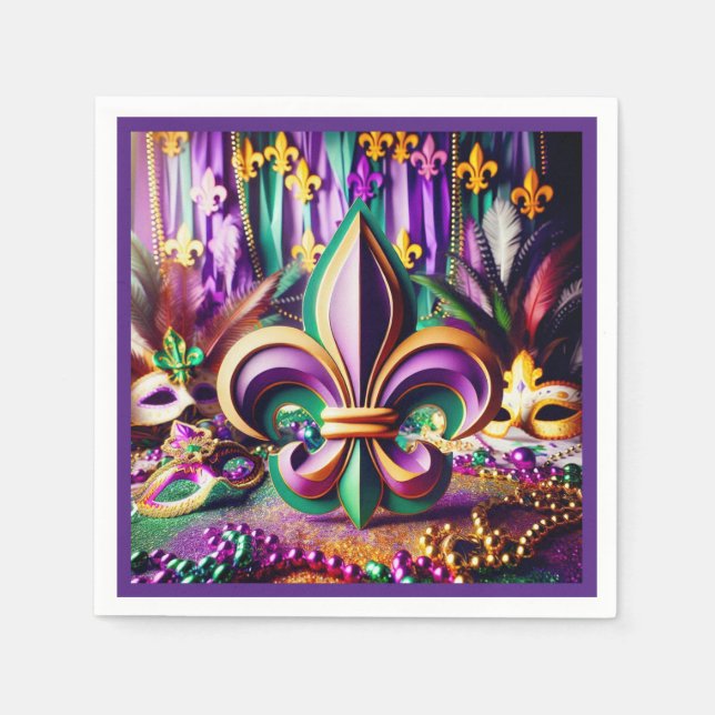 Mardi Gras Cocktail Napkin Pappersservett (Framsidan)