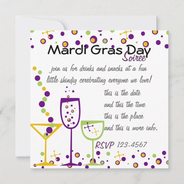 Mardi Gras Cocktails Inbjudningar (Framsida)