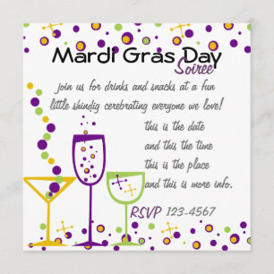 Mardi Gras Cocktails Inbjudningar