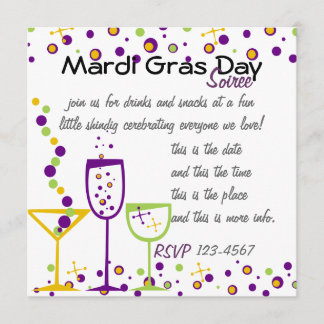 Mardi Gras Cocktails Inbjudningar