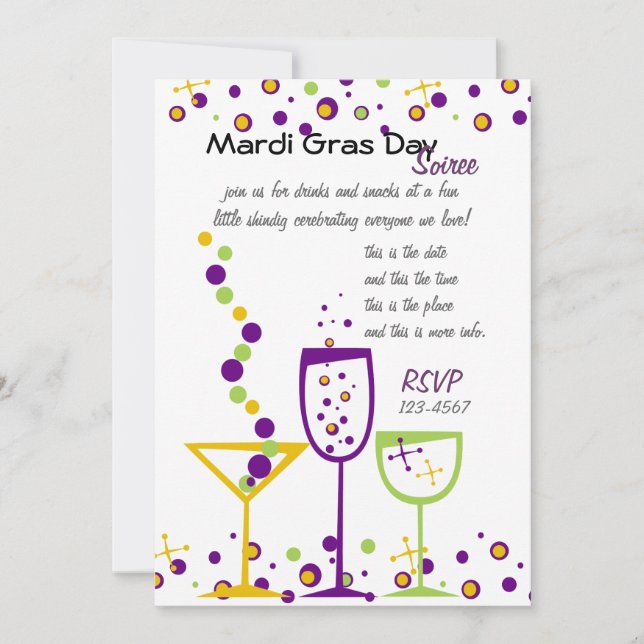 Mardi Gras Cocktails Inbjudningar (Framsida)