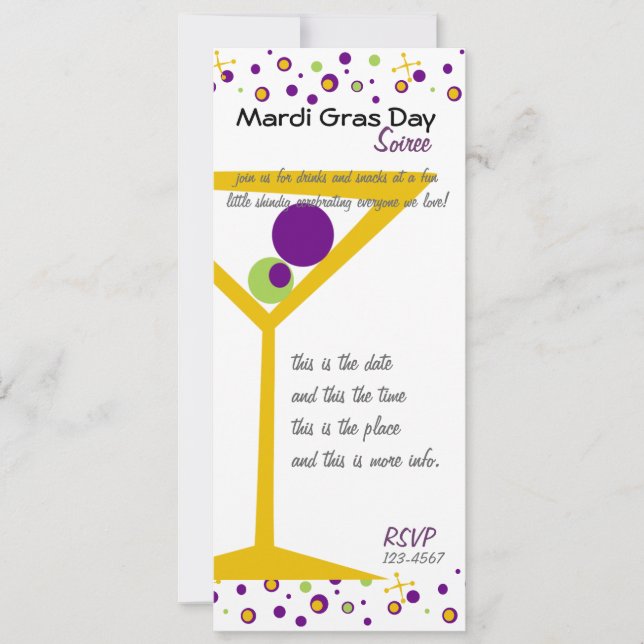Mardi Gras Cocktails Inbjudningar (Framsida)