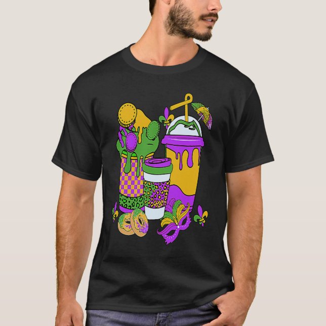 Mardi Gras Coffee latte Retro Mardi Gras Carnival T Shirt (Framsida)