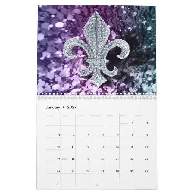 Mardi Gras collage fleur de lis 2014 Kalender (Jan 2027)