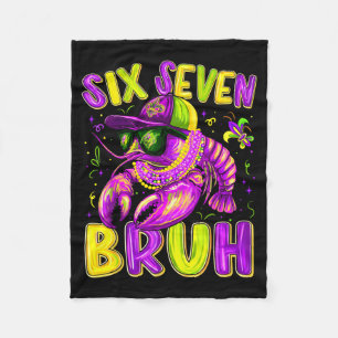 Mardi Gras Cool Six Seven Bruh Kräftor Män Pojke K Fleecefilt