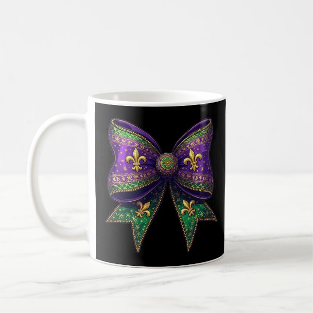Mardi Gras Coquette Bow Festive Elegance Carnival Kaffemugg (Vänster)