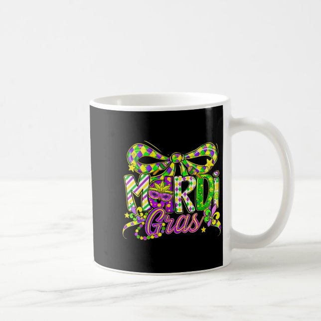 Mardi Gras Coquette Bow Karneval Typografi Flicka  Kaffemugg (Höger)